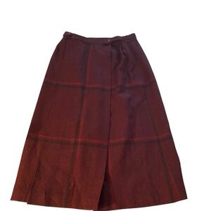 Vintage Plaid Wool Skirt in Red and Black